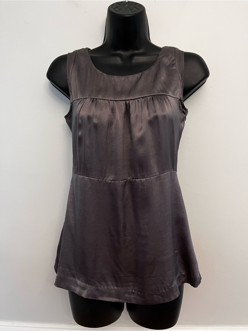 Kensie Taupe Sleeveless 100% Silk Fitted Tank, Size XS